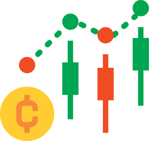 Trading candle graph  flat clipart png.